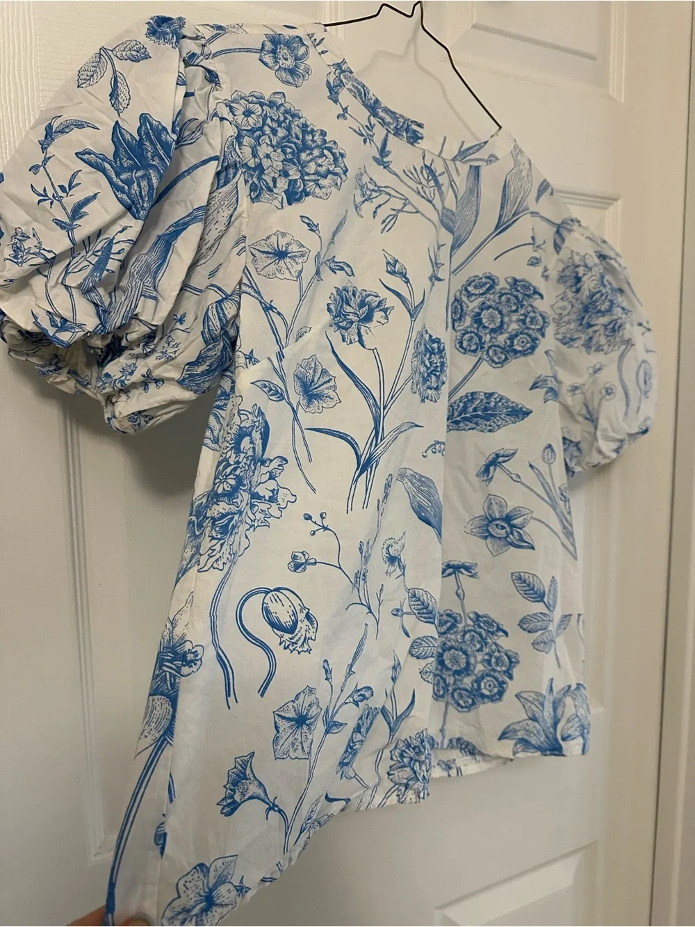 Olivia James | Blue Floral Puff-Sleeve Women’s Top - Picture 3 of 7